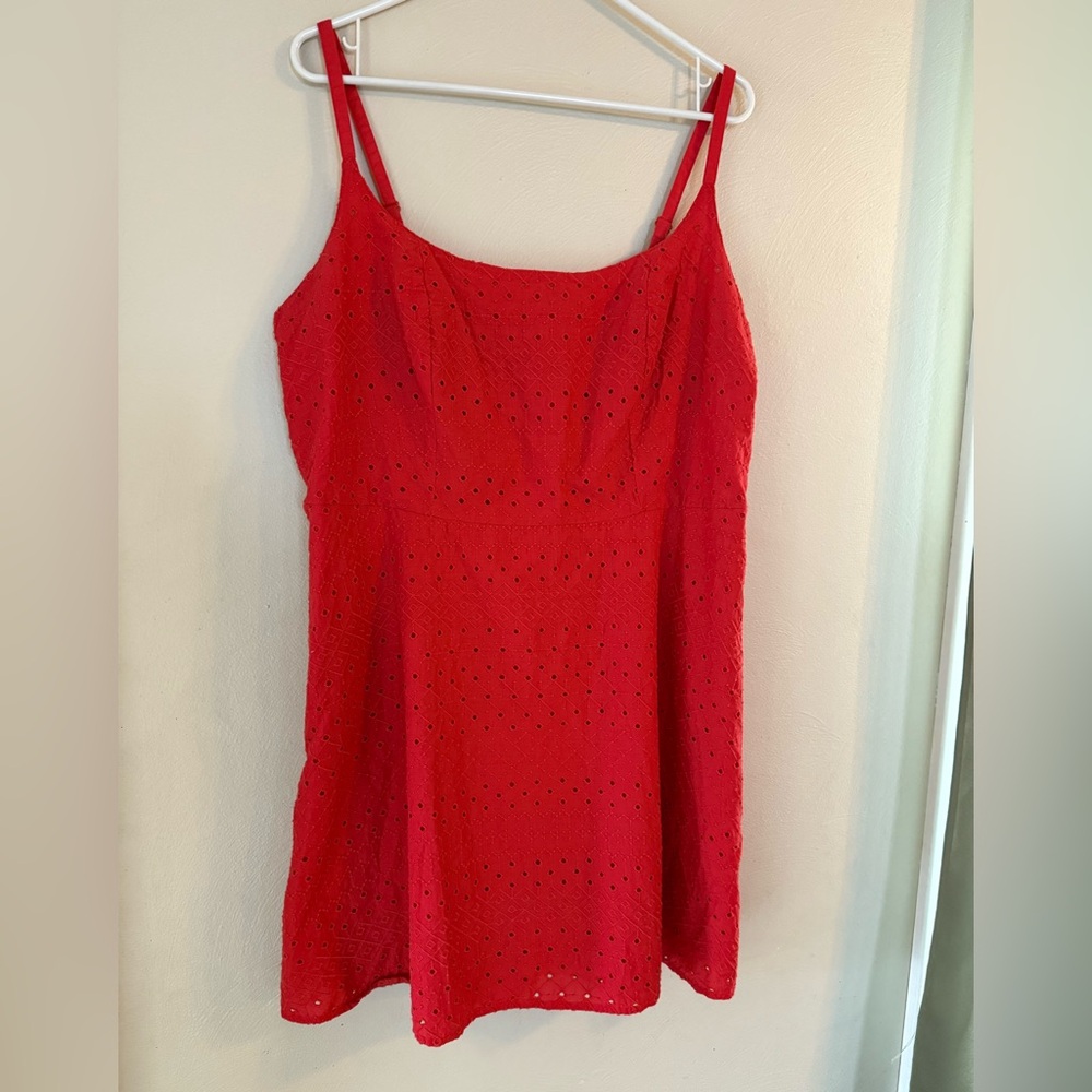 Old Navy Cami Mini Dress womens XL coral pink orange embroidered lined cotton